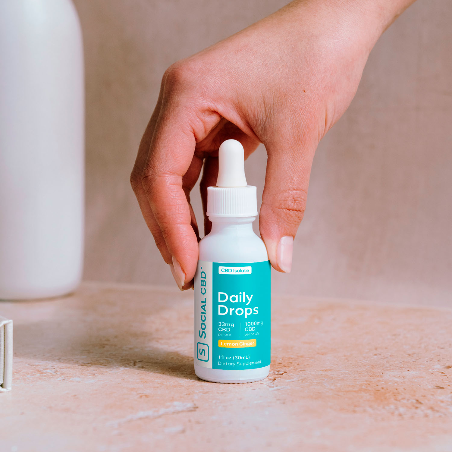 Social CBD, CBD Oil Drops, Lemon Ginger, Isolate THC-Free, 1fl oz, 1000mg CBD