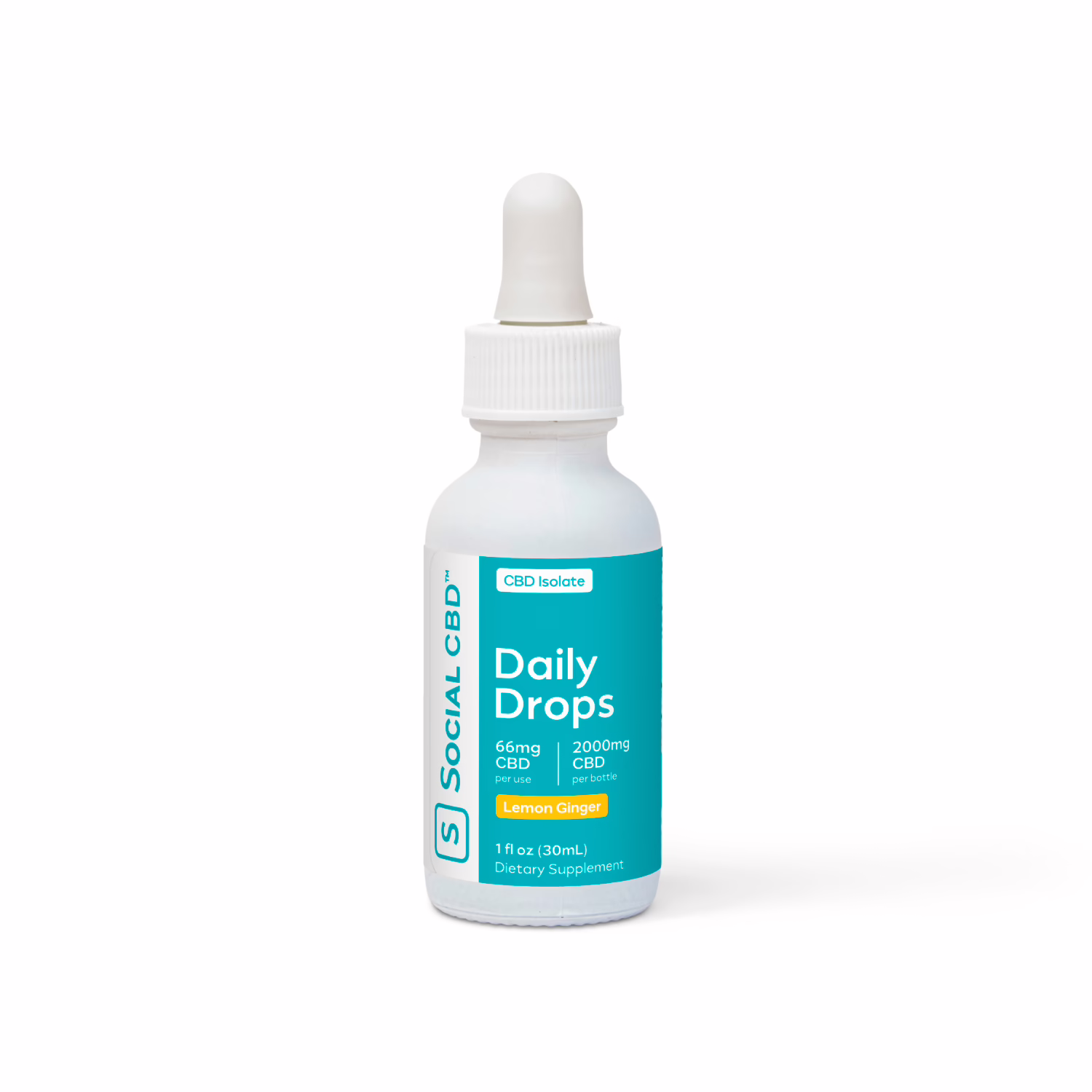 Social CBD, CBD Oil Drops, Lemon Ginger, Isolate THC-Free, 1fl oz, 2000mg CBD
