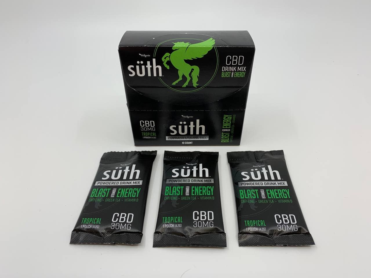 Suth, Blast Energy CBD Drink with Caffeine, Tropical, Full Spectrum, 10ct, 300mg CBD 1