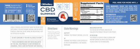 CBDistillery, 30mg Full Spectrum Gummies, Strawberry, 30ct, 900mg CBD 1