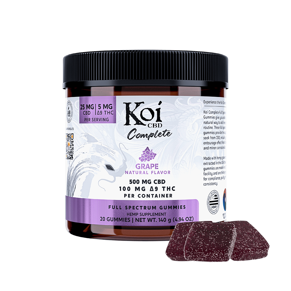 Koi CBD, Complete Full Spectrum CBD Gummies, Grape, 20ct, 500mg CBD 1