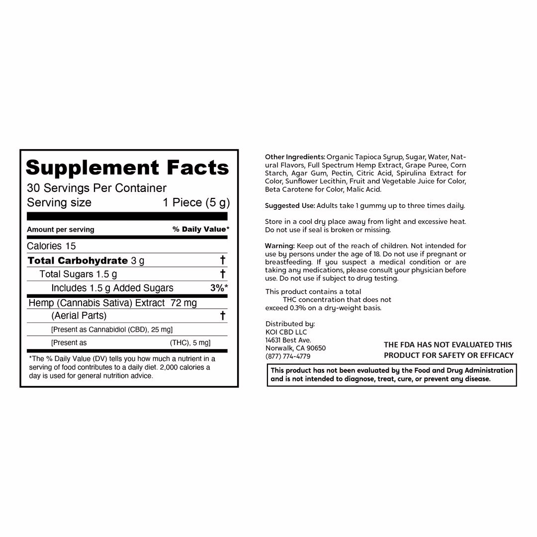 Koi CBD, Complete Full Spectrum CBD Gummies, Pomegranate, 30ct, 750mg CBD