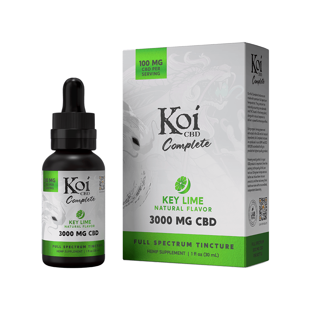 Koi CBD, Complete Full Spectrum CBD Tincture, Key Lime Flavor, 30ml, 3000mg CBD 1
