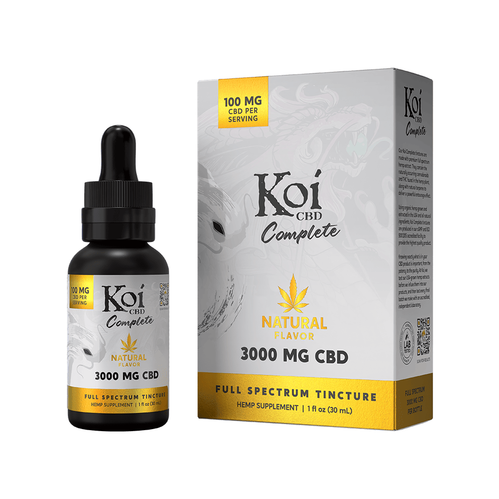 Koi CBD, Complete Full Spectrum CBD Tincture, Natural Hemp Flavor, 30ml, 3000mg CBD 1