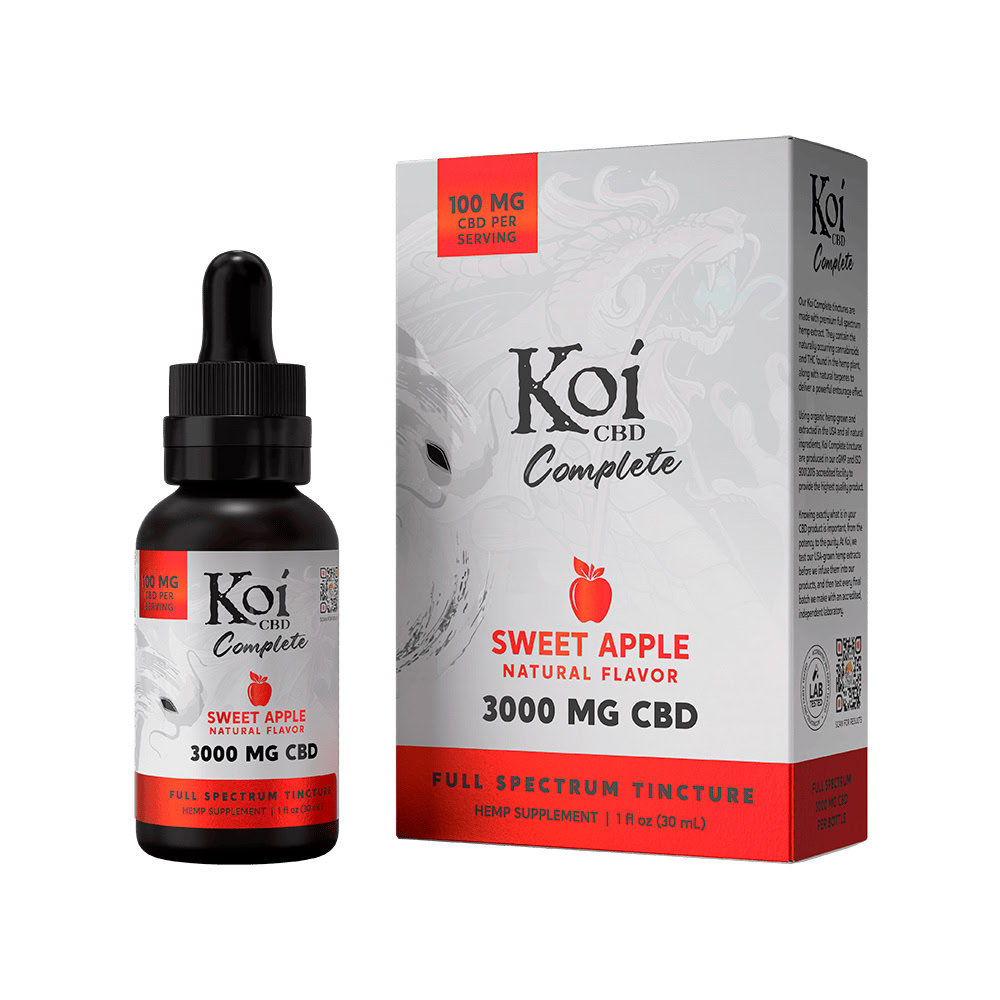 Koi CBD, Complete Full Spectrum CBD Tincture, Sweet Apple Flavor, 1fl oz, 3000mg CBD