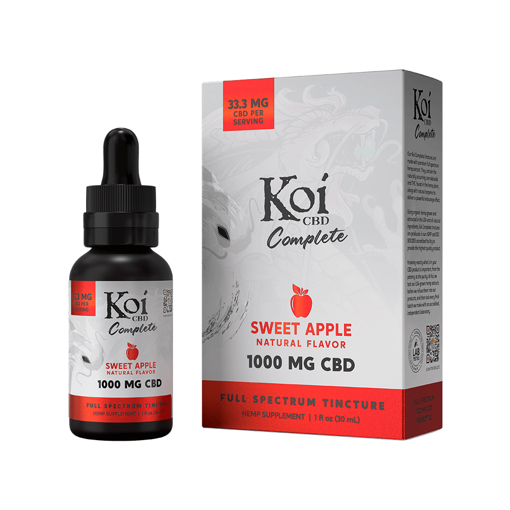 Koi CBD, Complete Full Spectrum CBD Tincture, Sweet Apple Flavor, 30ml, 1000mg CBD 1