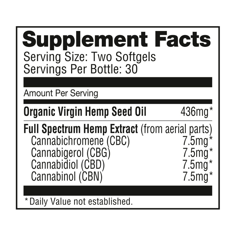 NuLeaf Naturals, Multicannabinoid Capsules CBD+CBC+CBG+CBN, Full Spectrum, 60ct, 900mg Multi