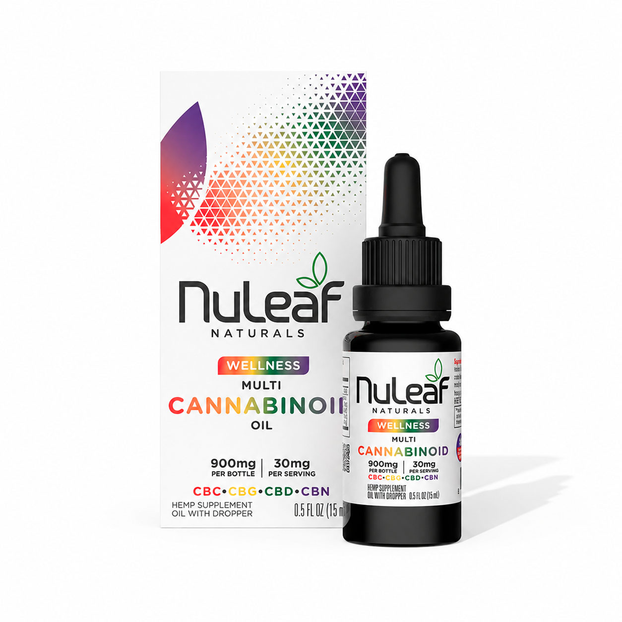 NuLeaf Naturals, Multicannabinoid Oil CBD+CBC+CBG+CBN, Full Spectrum, .5fl oz, 900mg Multi