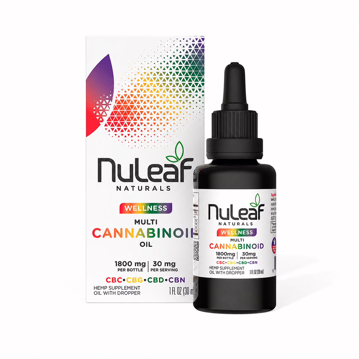 NuLeaf Naturals, Multicannabinoid Oil CBD+CBC+CBG+CBN, Full Spectrum, 1fl oz, 1800mg Multi