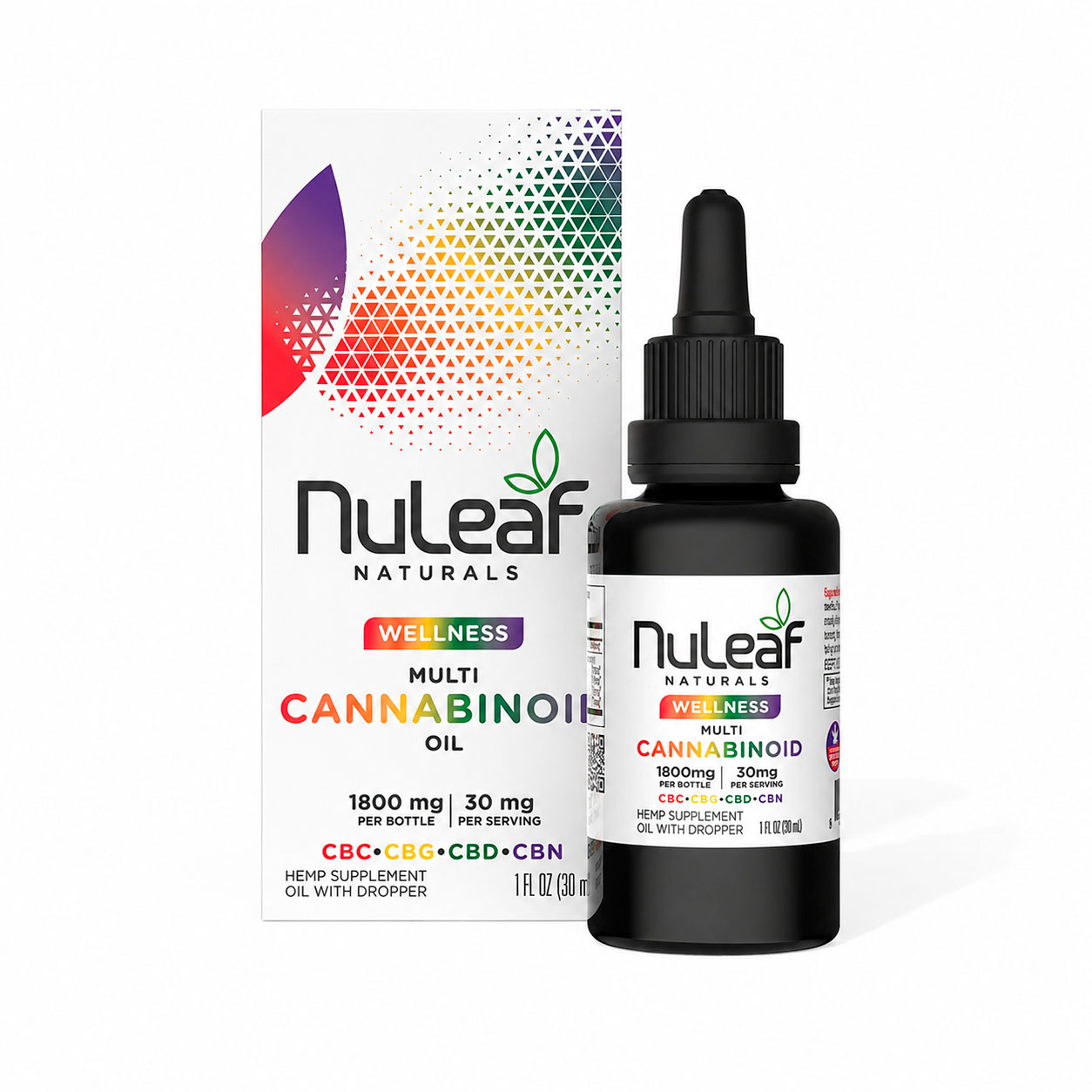 NuLeaf Naturals, Multicannabinoid Oil CBD+CBC+CBG+CBN, Full Spectrum, 1fl oz, 1800mg Multi