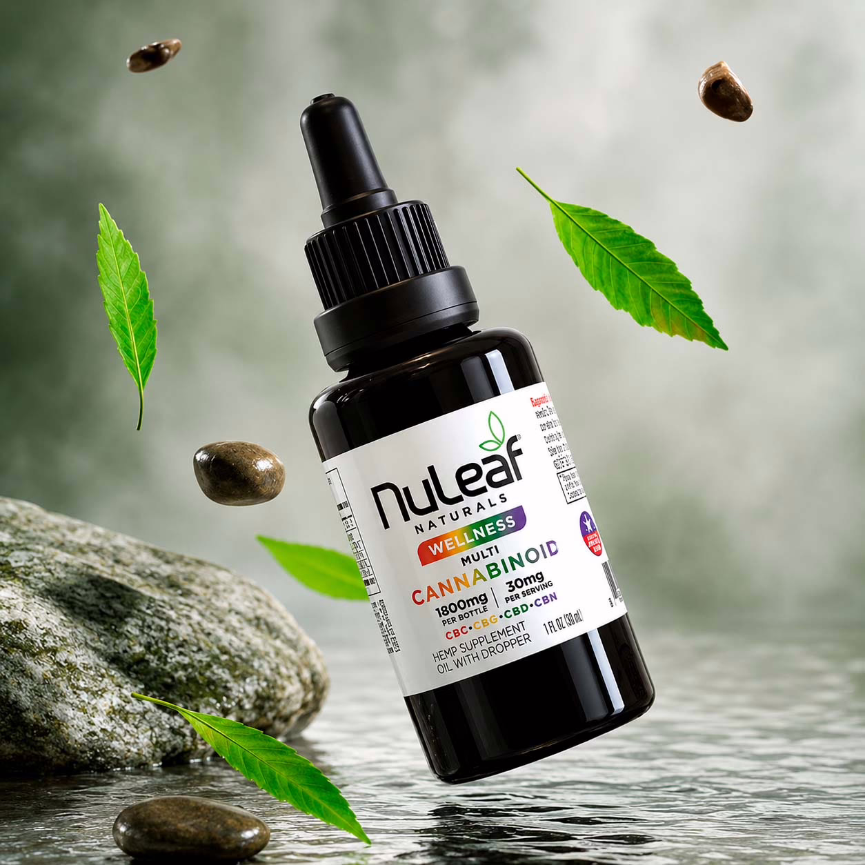 NuLeaf Naturals, Multicannabinoid Oil CBD+CBC+CBG+CBN, Full Spectrum, 1fl oz, 1800mg Multi