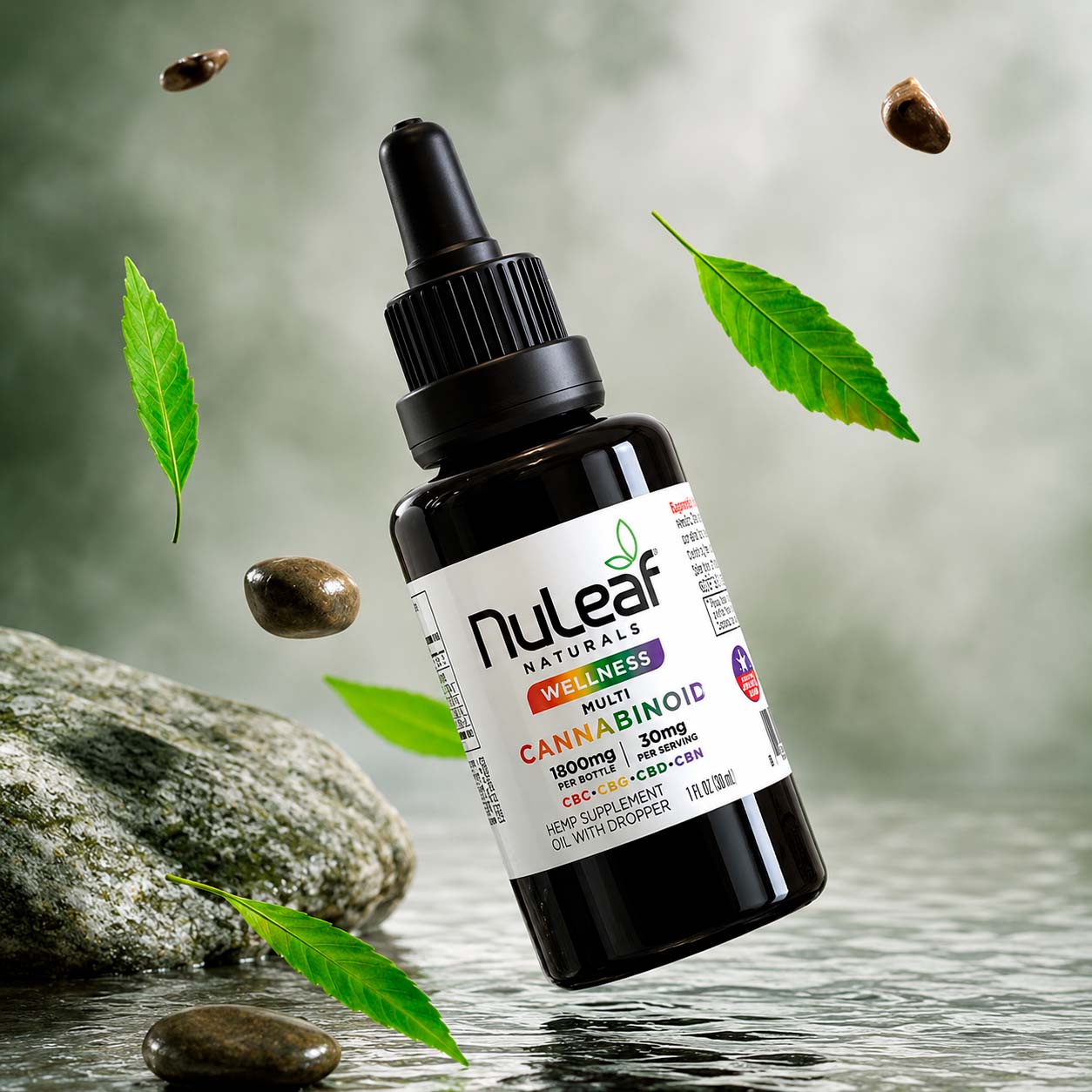NuLeaf Naturals, Multicannabinoid Oil CBD+CBC+CBG+CBN, Full Spectrum, 1fl oz, 1800mg Multi