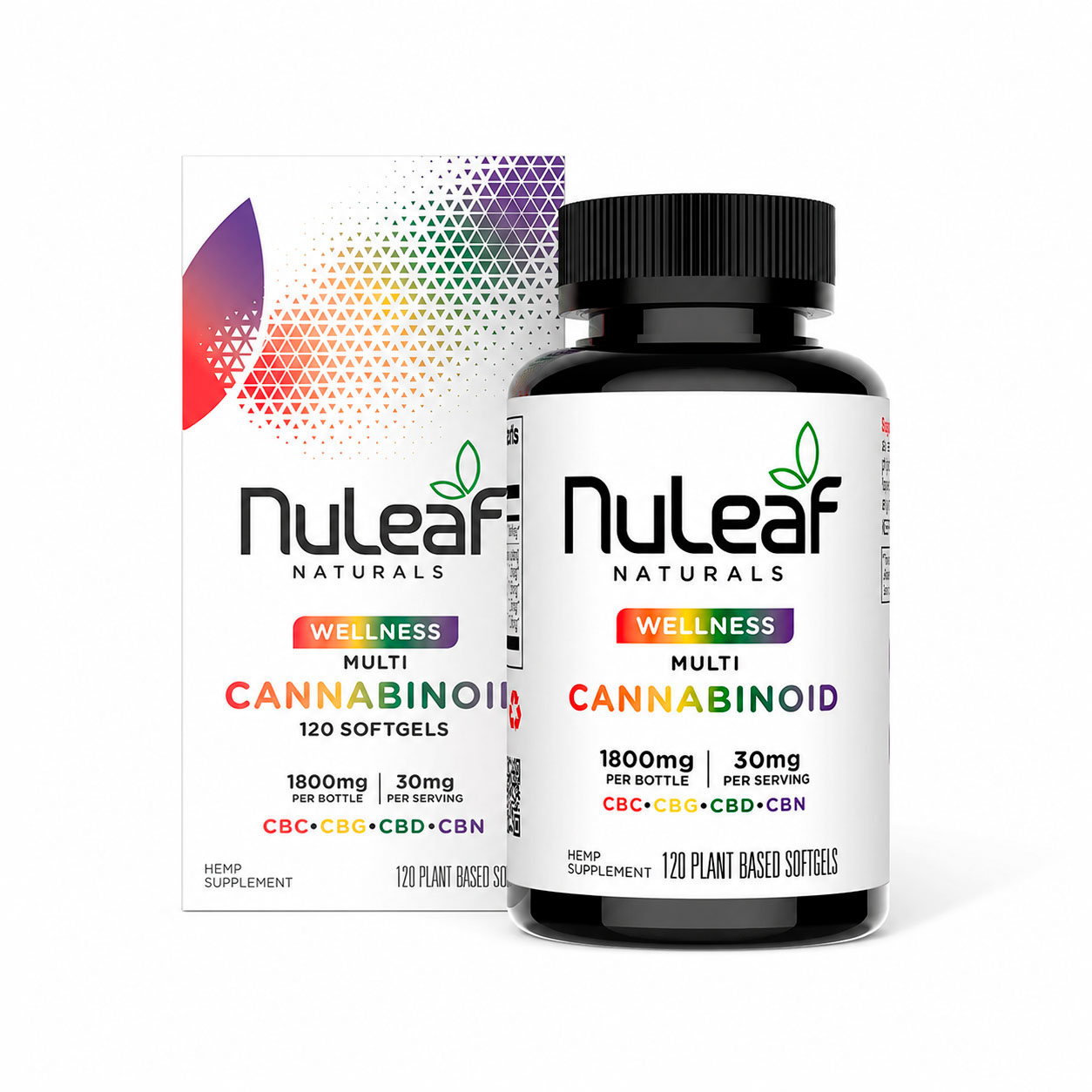 NuLeaf Naturals, Multicannabinoid Softgels CBD+CBC+CBG+CBN, Full Spectrum, 120ct, 1800mg Multi