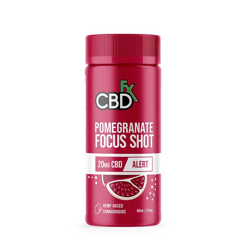 CBDfx, CBD Focus Shots 20mg Alert, Pomegranate, Broad Spectrum THC-Free, 6ct, 120mg CBD 1
