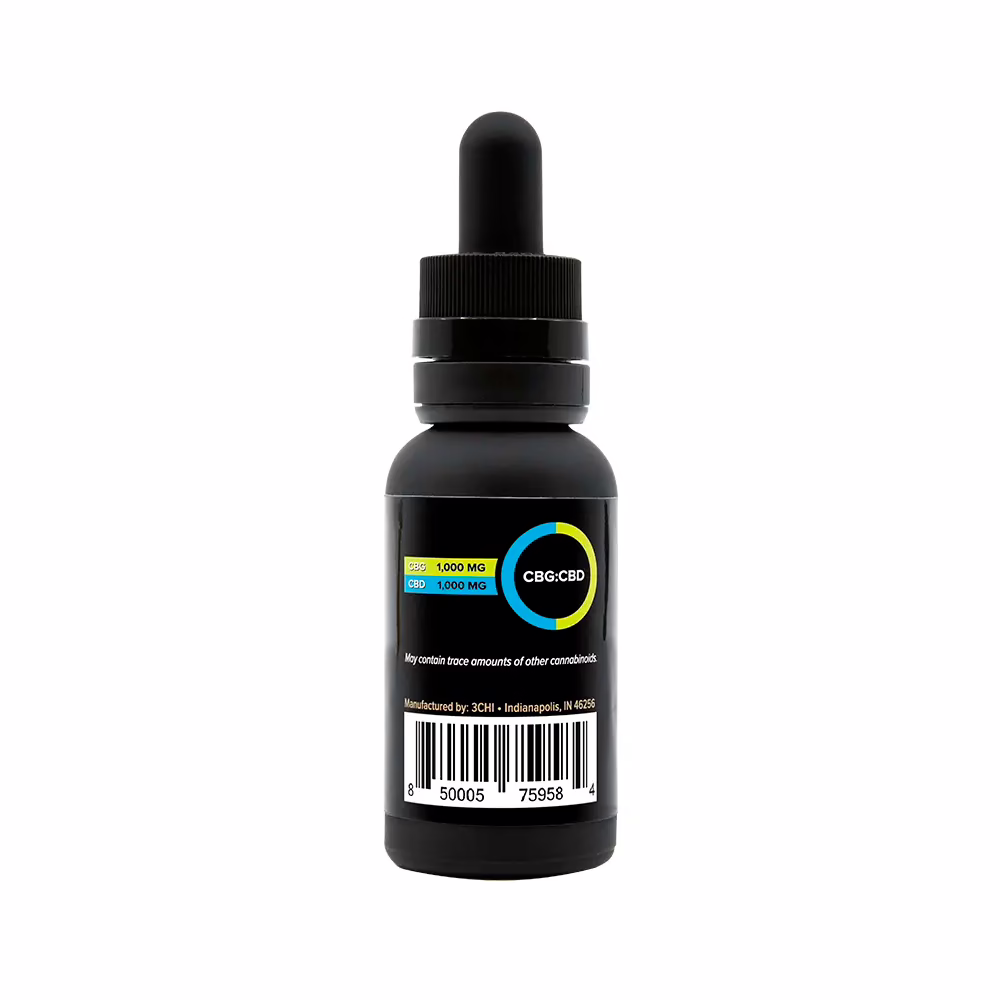 3Chi, CBG:CBD Oil Tincture, Broad Spectrum THC-Free, 1fl oz, 1000mg CBG and 1000mg CBD