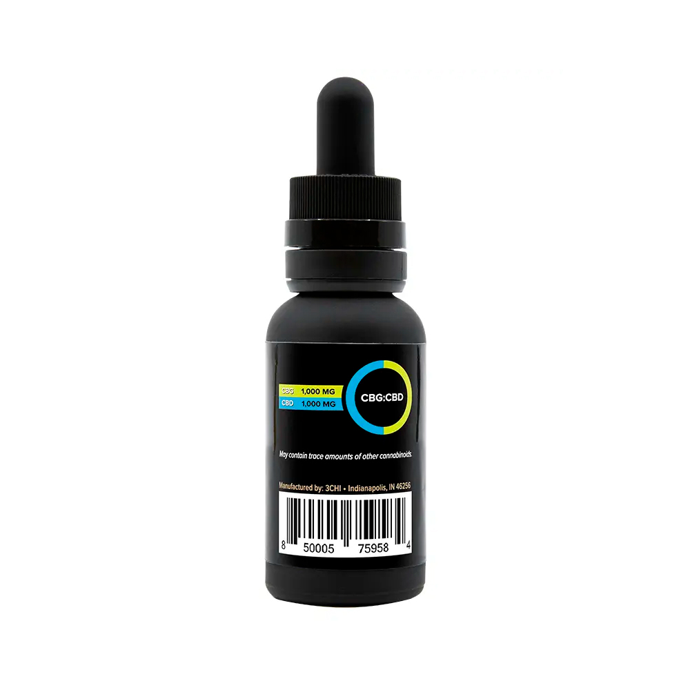 3Chi, CBG + CBD Oil Tincture, Broad Spectrum THC-Free, 1fl oz, 1000mg CBG and 1000mg CBD