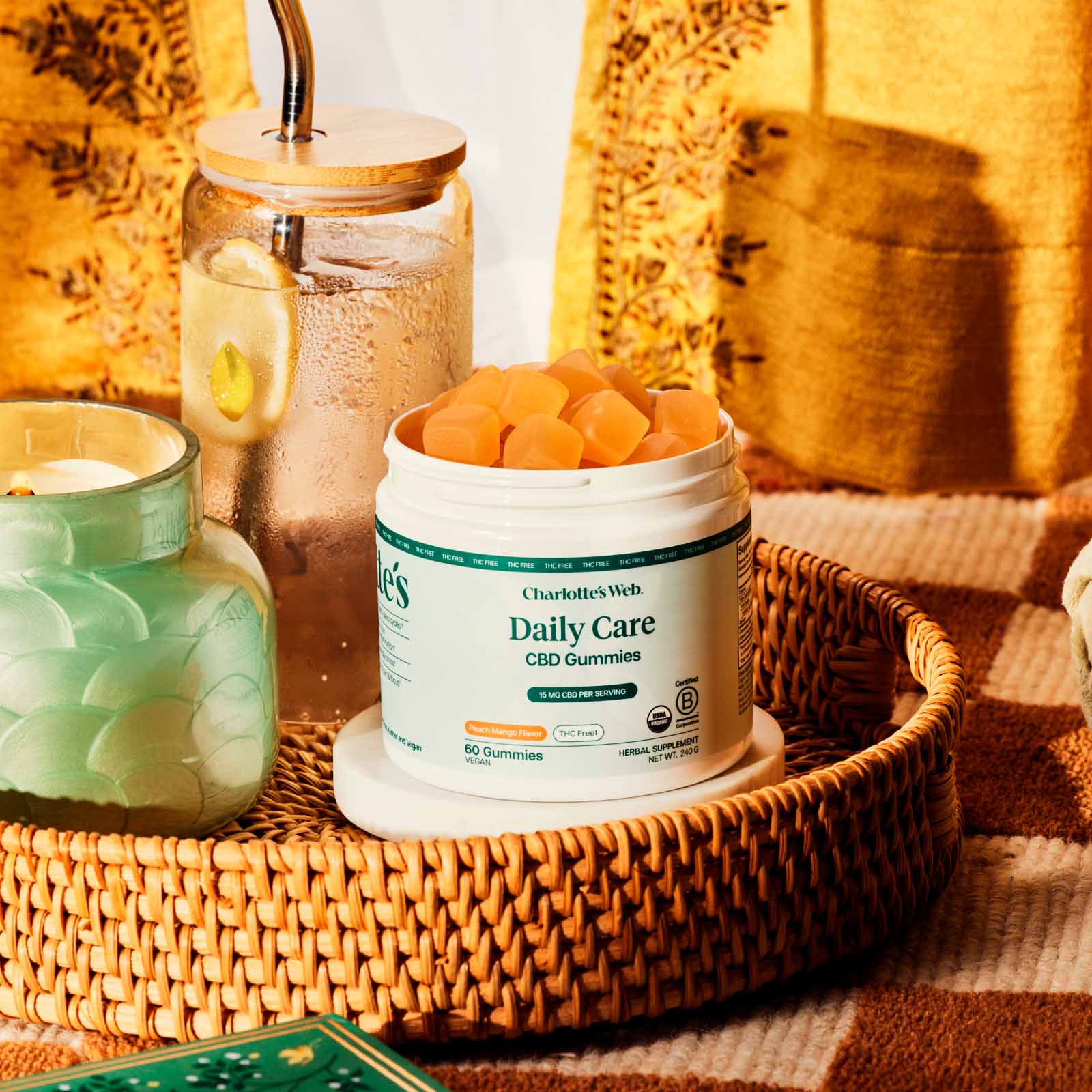Charlotte’s Web, 15mg CBD Gummies THC-Free, Broad Spectrum, Mango Peach, 60ct, 450mg CBD