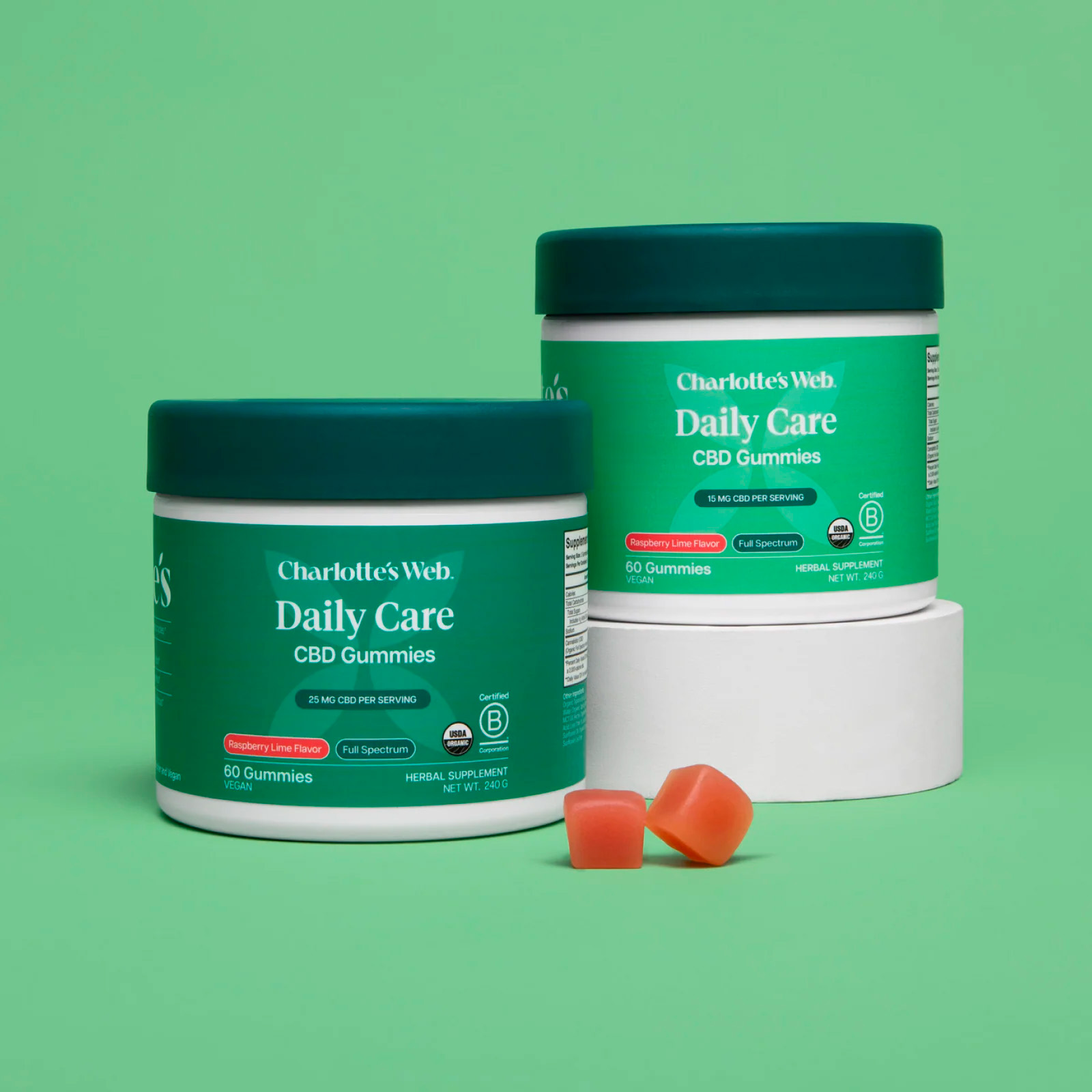 Charlotte’s Web, 25mg CBD Gummies Daily Wellness, Full Spectrum, Raspberry Lime, 60ct, 750mg CBD