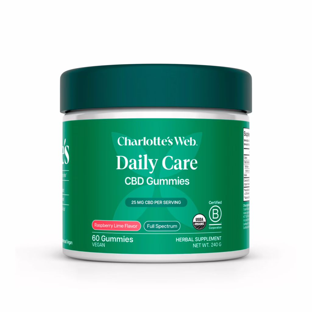 Charlotte's Web, 25mg CBD Gummies Daily Wellness, Full Spectrum, Raspberry Lime, 60ct, 750mg CBD