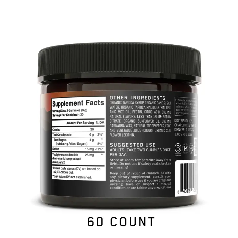 Charlotte’s Web, CBD Gummies- Daily Wellness, Full Spectrum, Raspberry Lime, 60-Count, 750mg 1