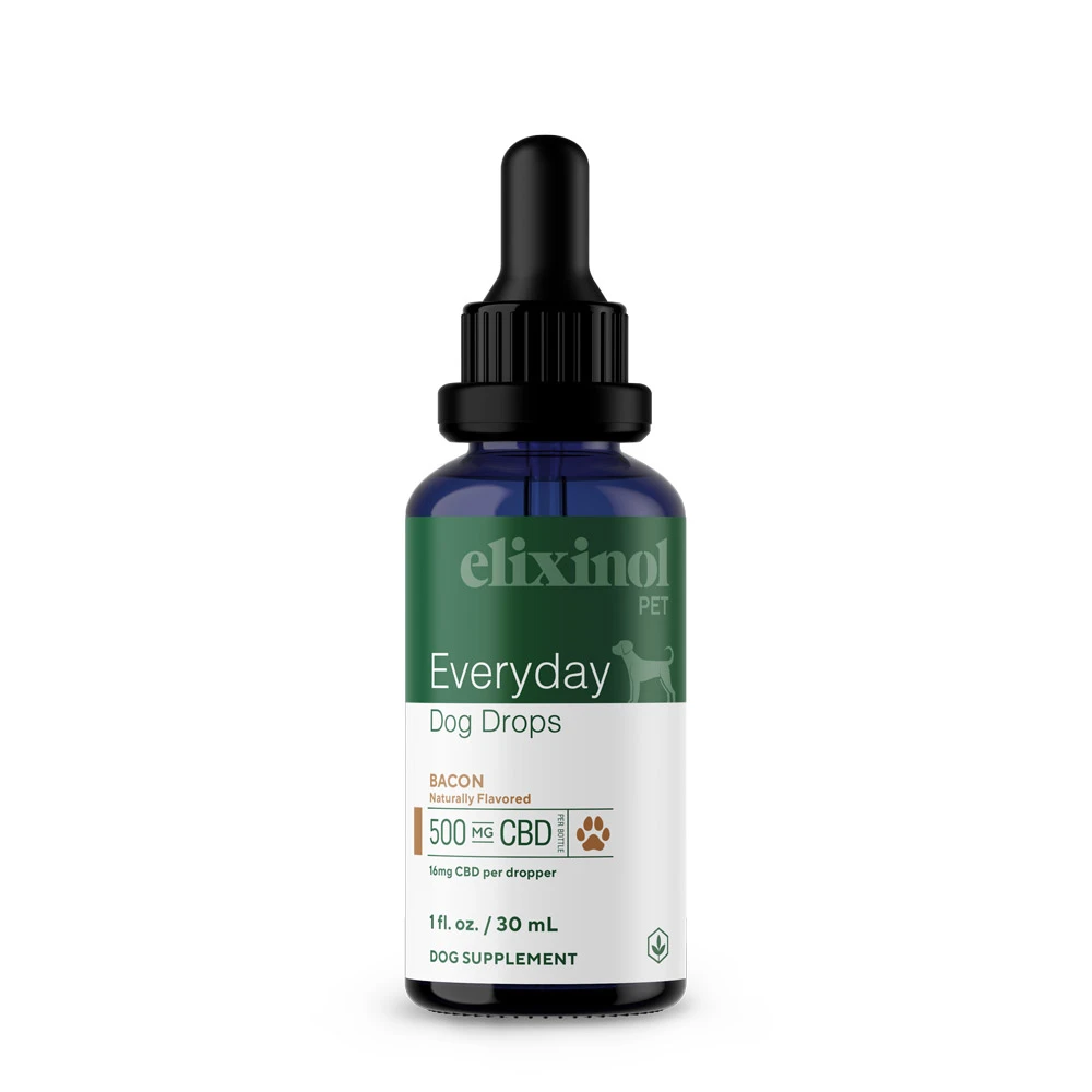 Elixinol, Everyday Dog Drops, Broad Spectrum THC-Free, Bacon, 1oz, 500mg CBD 1