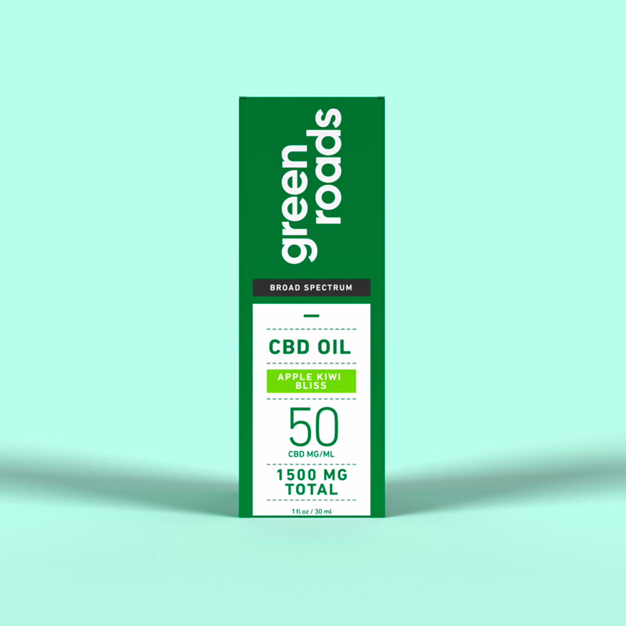 Green Roads, CBD Oil 50mg, Apple Kiwi Bliss, Broad Spectrum THC-Free, 1fl oz, 1500mg CBD