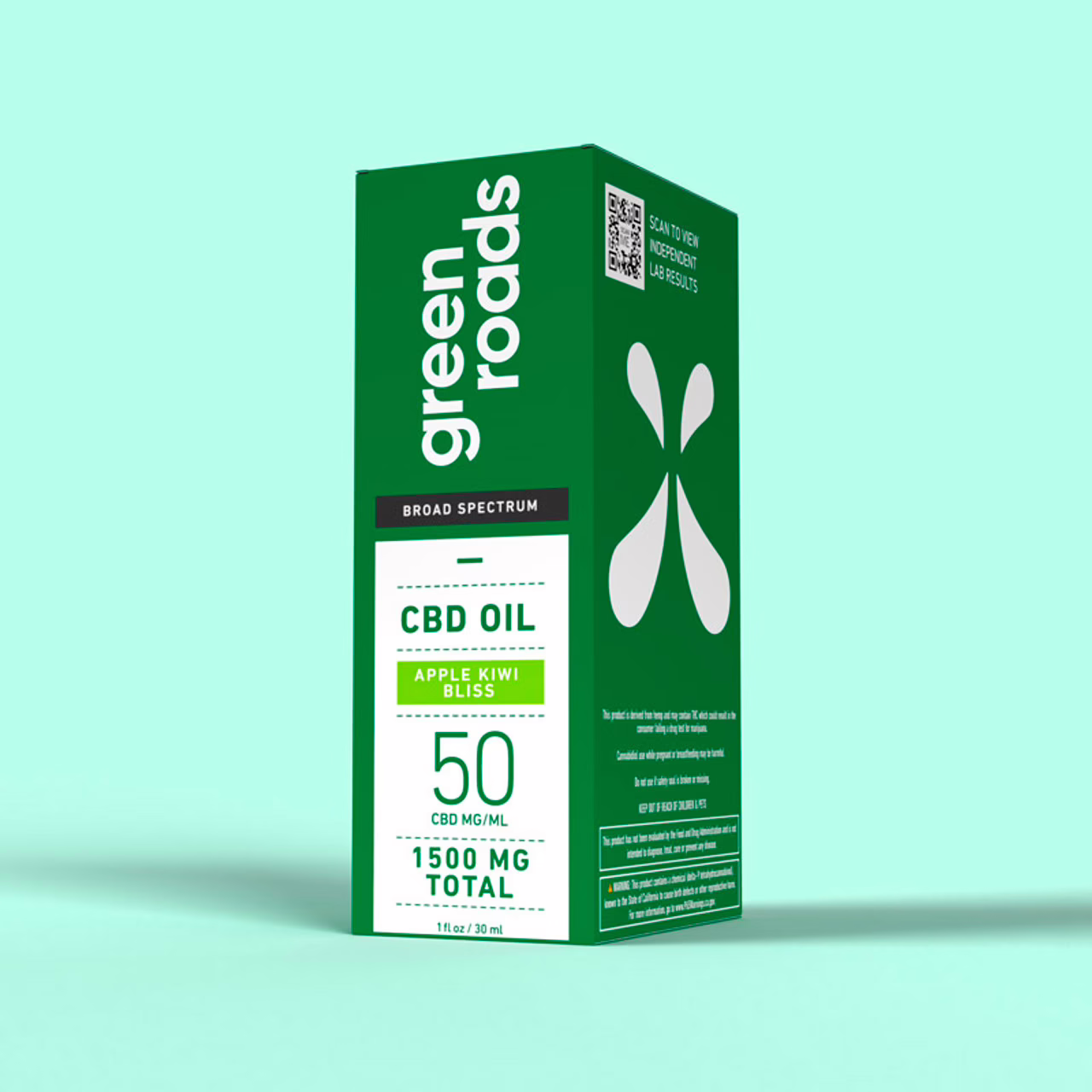 Green Roads, CBD Oil 50mg, Apple Kiwi Bliss, Broad Spectrum THC-Free, 1fl oz, 1500mg CBD