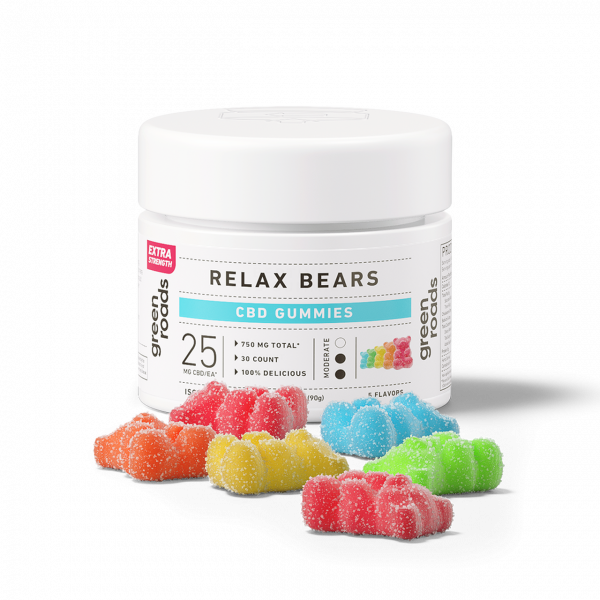 Green Roads, Extra Strength CBD Relax Bears Gummies, Isolate THC-Free, 30ct, 750mg CBD