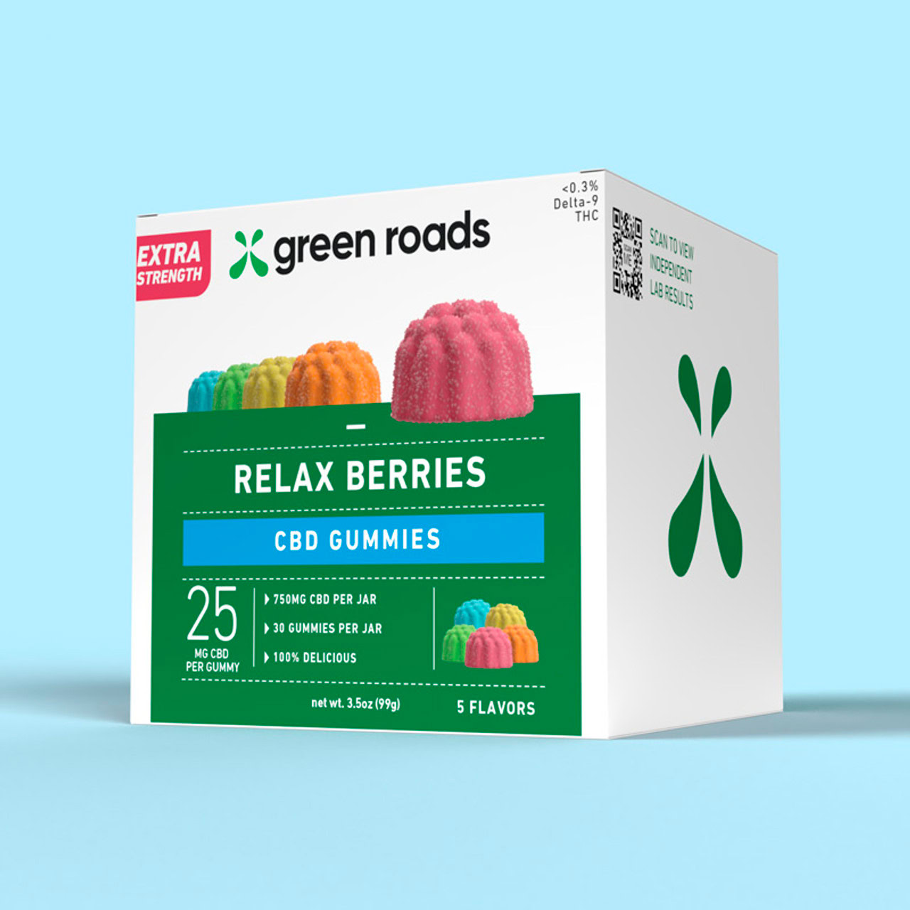 Green Roads, Extra Strength Relax Berries CBD Gummies, Isolate THC-Free, 30ct, 750mg CBD