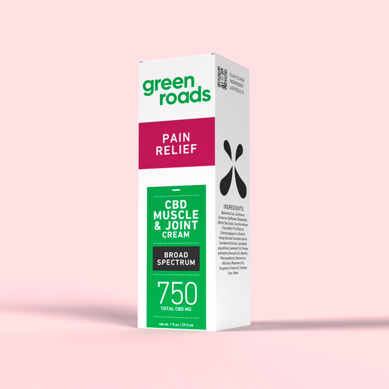 Green Roads, Pain Relief Muscle And Joint CBD Cream, Broad Spectrum THC-Free, 1oz, 750mg CBD
