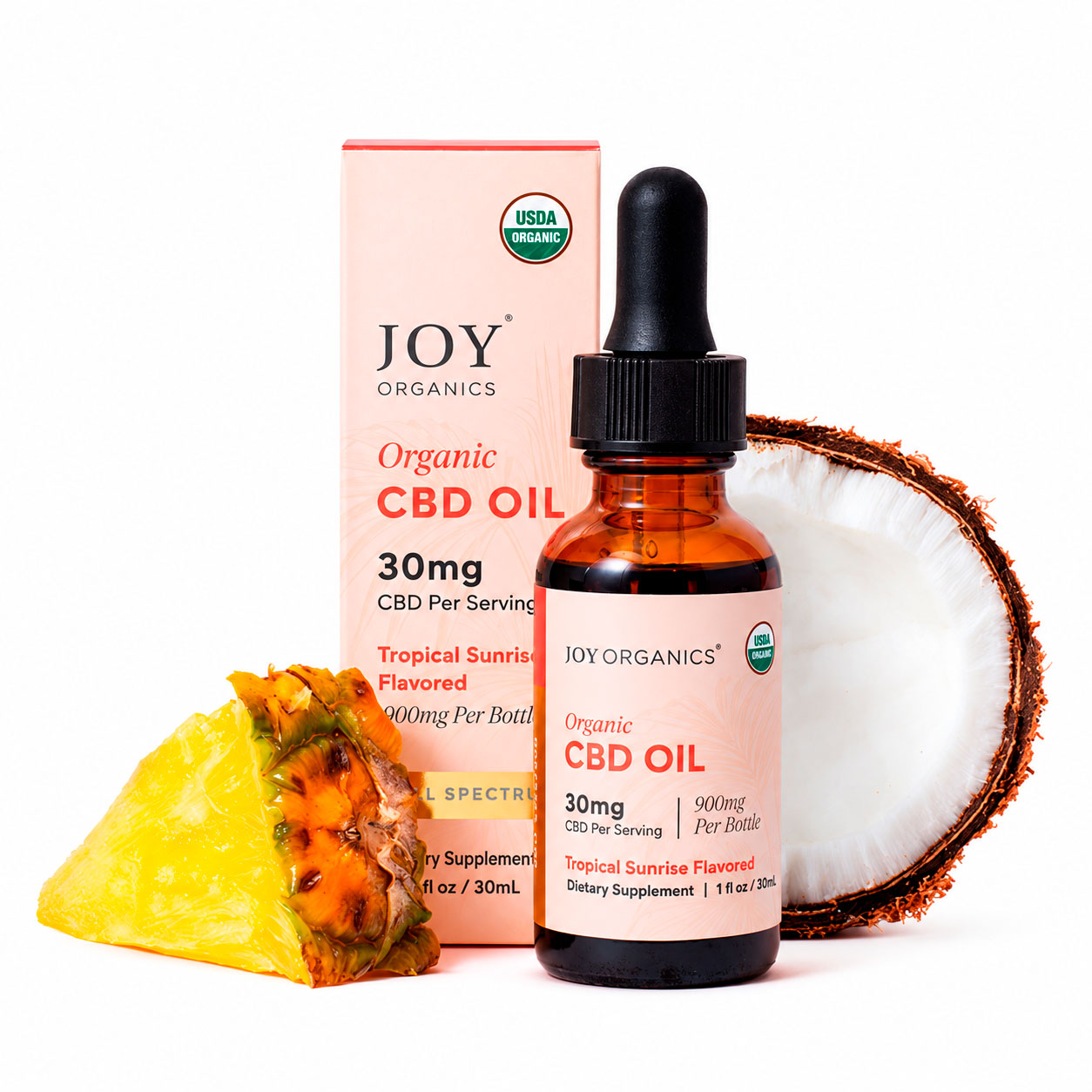Joy Organics, Tropical Sunrise Organic CBD Tincture, Full Spectrum, 1fl oz, 900mg CBD