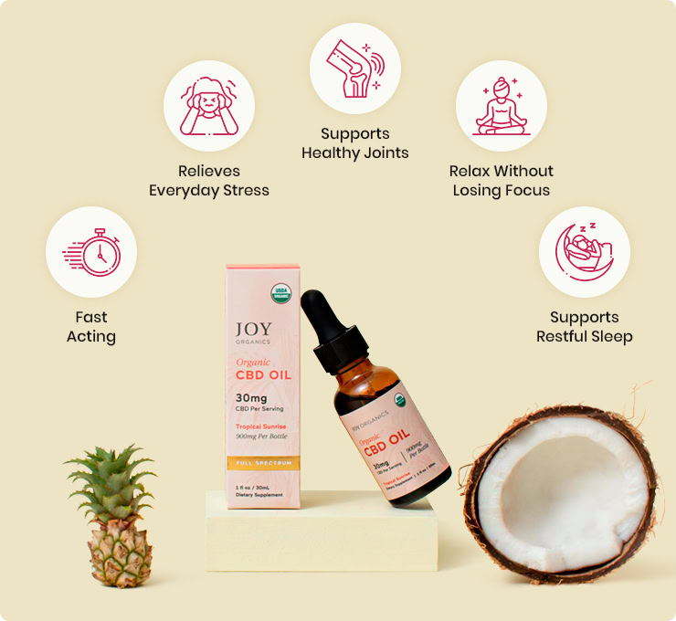 Joy Organics, Tropical Sunrise Organic CBD Tincture, Full Spectrum, 1fl oz, 900mg CBD