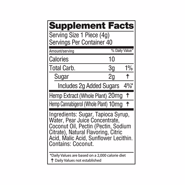 Wyld CBD, Pear Gummies, Broad Spectrum THC-Free, 40ct, 400mg CBG + 800mg CBD