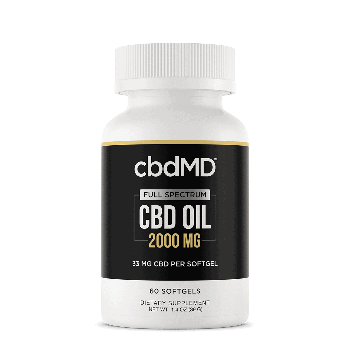 cbdMD, CBD Oil Softgels, Full Spectrum, 60-Count, 2000mg CBD