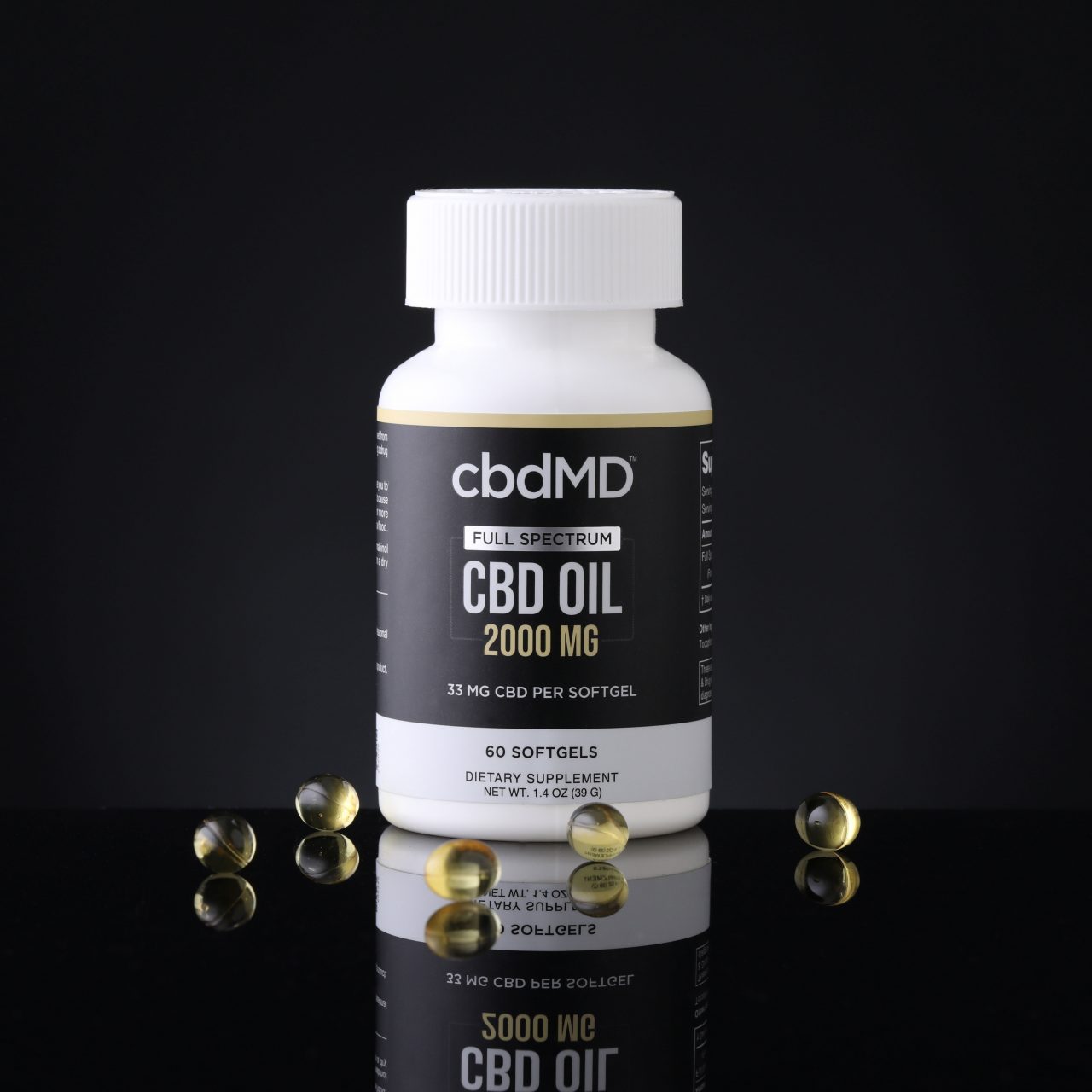 cbdMD, CBD Oil Softgels, Full Spectrum, 60-Count, 2000mg CBD 1