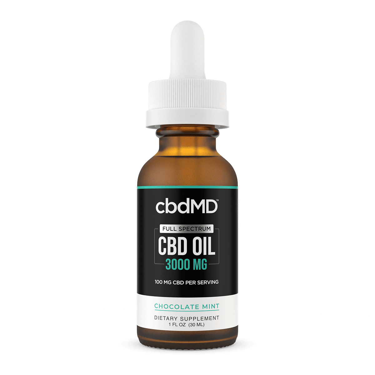 cbdMD, CBD Oil Tincture, Full Spectrum, Chocolate Mint, 1oz, 3000mg CBD 1