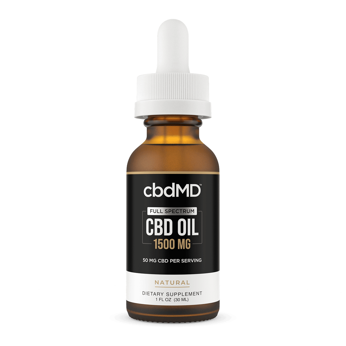 cbdMD, CBD Oil Tincture, Full Spectrum, Natural Flavor, 1oz, 1500mg CBD 1
