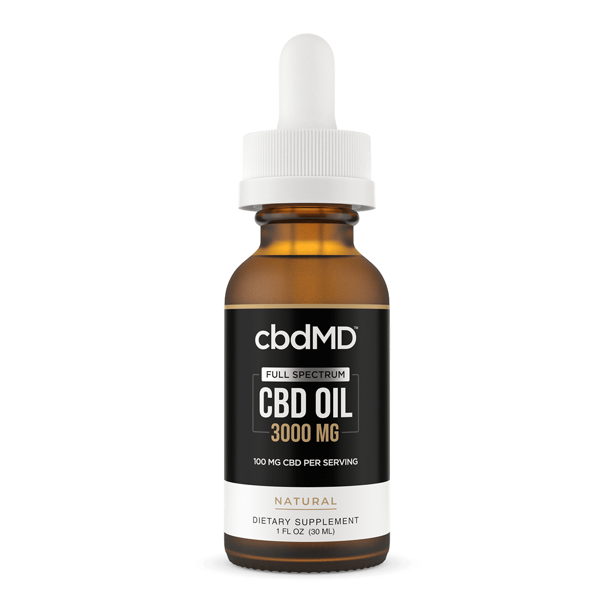 cbdMD, CBD Oil Tincture, Full Spectrum, Natural Flavor, 1oz, 3000mg CBD 1
