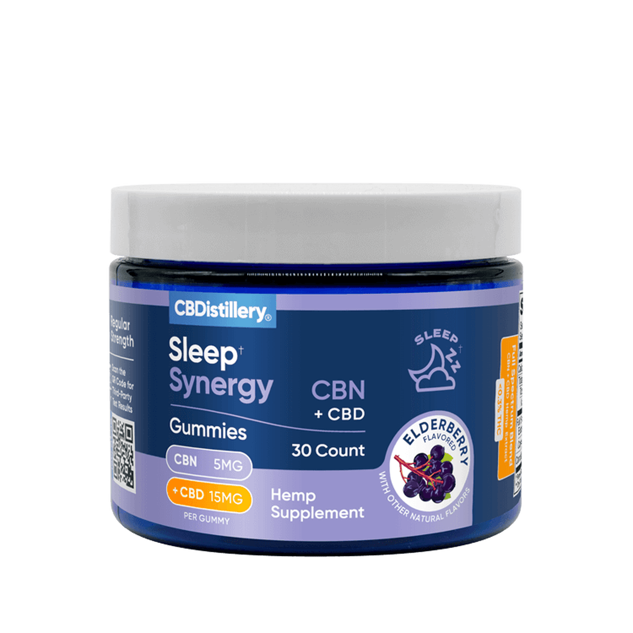 CBDistillery, Full Spectrum Sleep Synergy Gummies, Elderberry, 30ct, 5mg CBN + 15mg CBD