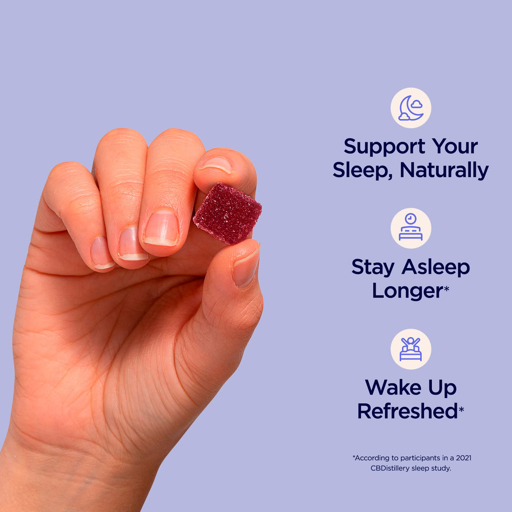 CBDistillery, Shhh Distilled CBN + CBD Gummies for Sleep, Elderberry, Full Spectrum, 30ct, 450mg CBN + 450mg CBD