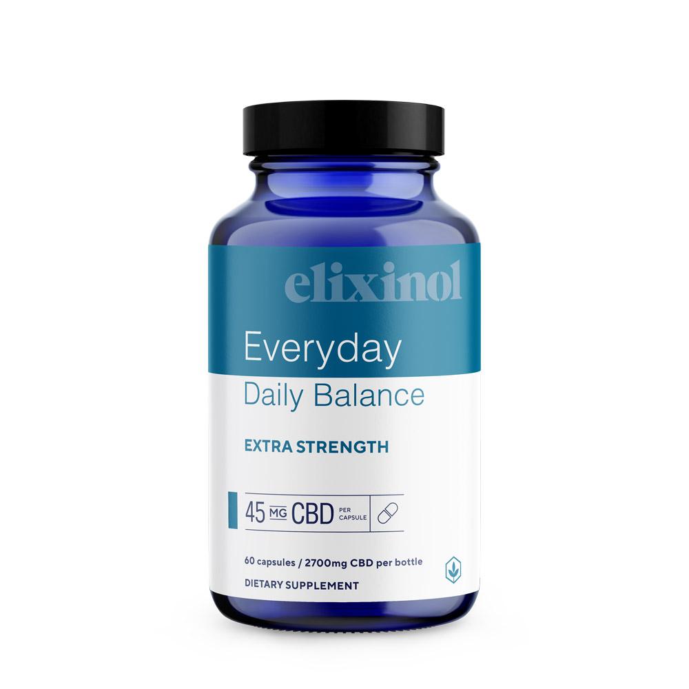 Elixinol, Everyday Daily Balance Extra Strength CBD Capsules, Full Spectrum, 60ct, 2700mg CBD 1