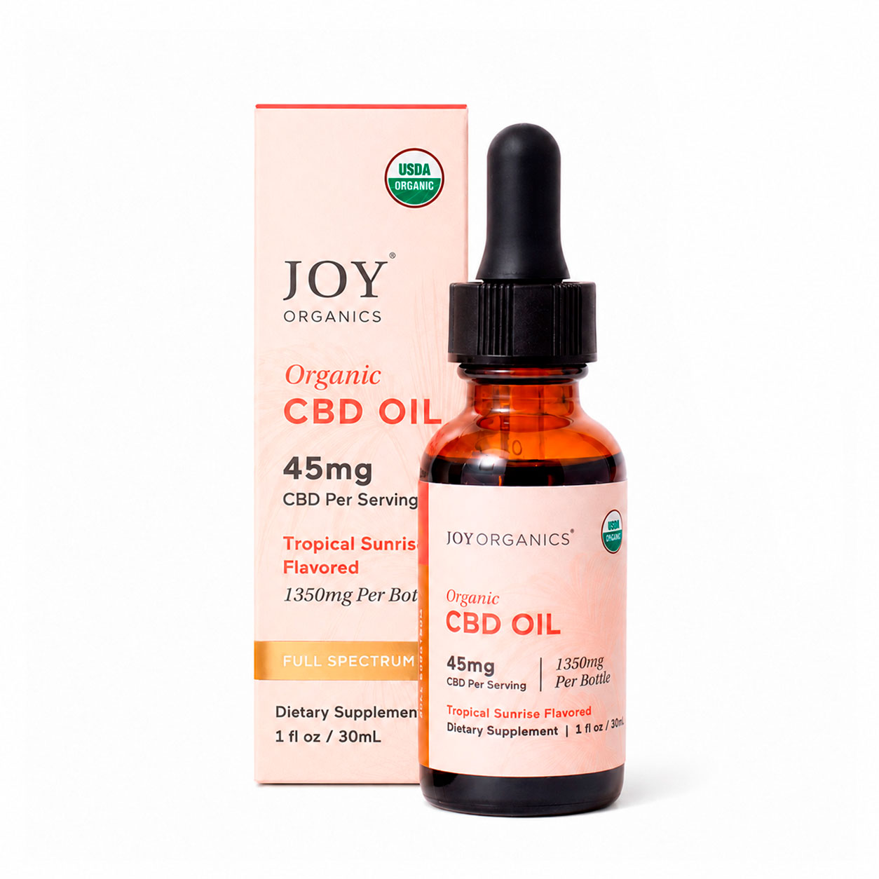 Joy Organics, Tropical Sunrise Organic CBD Tincture, Full Spectrum, 1fl oz, 1350mg CBD