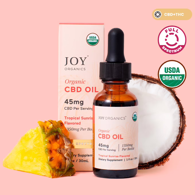 Joy Organics, Tropical Sunrise Organic CBD Tincture, Full Spectrum, 1fl oz, 1350mg CBD