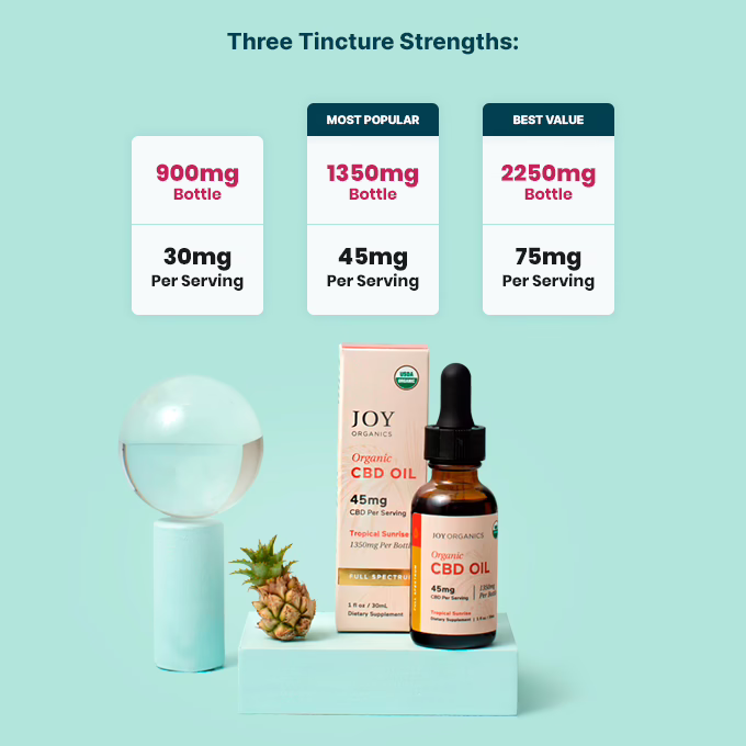 Joy Organics, Tropical Sunrise Organic CBD Tincture, Full Spectrum, 1fl oz, 1350mg CBD