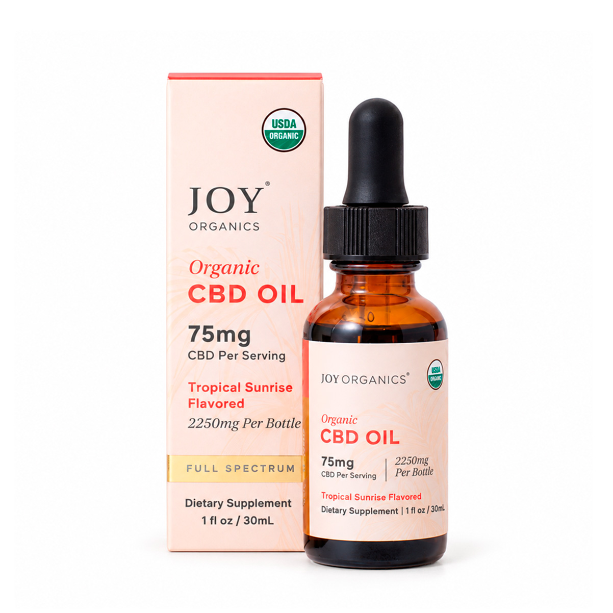 Joy Organics, Tropical Sunrise Organic CBD Tincture, Full Spectrum, 1fl oz, 2250mg CBD