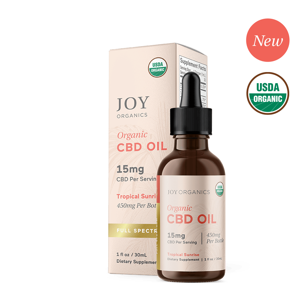Joy Organics, Tropical Sunrise Organic CBD Tincture, Full Spectrum, 1oz, 450mg CBD 1
