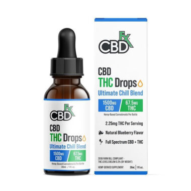 CBDfx, CBD + THC Drops: Ultimate Chill Blend, Full Spectrum, 1fl oz, 67.5mg THC + 1500mg CBD