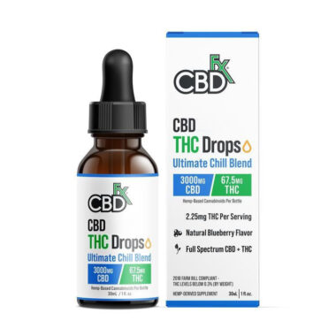 CBDfx, CBD + THC Drops: Ultimate Chill Blend, Full Spectrum, 1fl oz, 67.5mg THC + 3000mg CBD