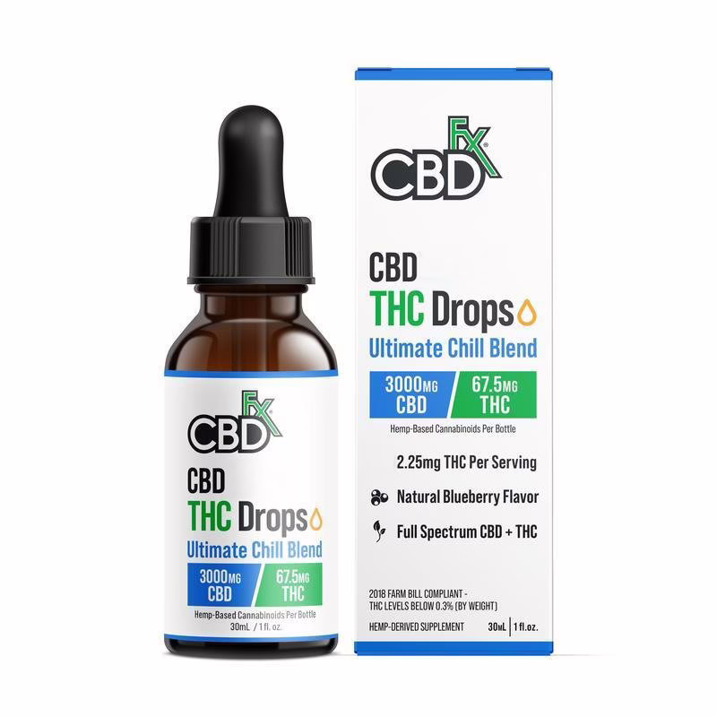 CBDfx-CBD-Delta-9-THC-Drops-Ultimate-Chill-Blend-Full-Spectrum-1oz-67.5mg-THC-3000mg-CBD-2 CBDfx, CBD + THC Drops: Ultimate Chill Blend, Full Spectrum, 1fl oz, 67.5mg THC + 3000mg CBD