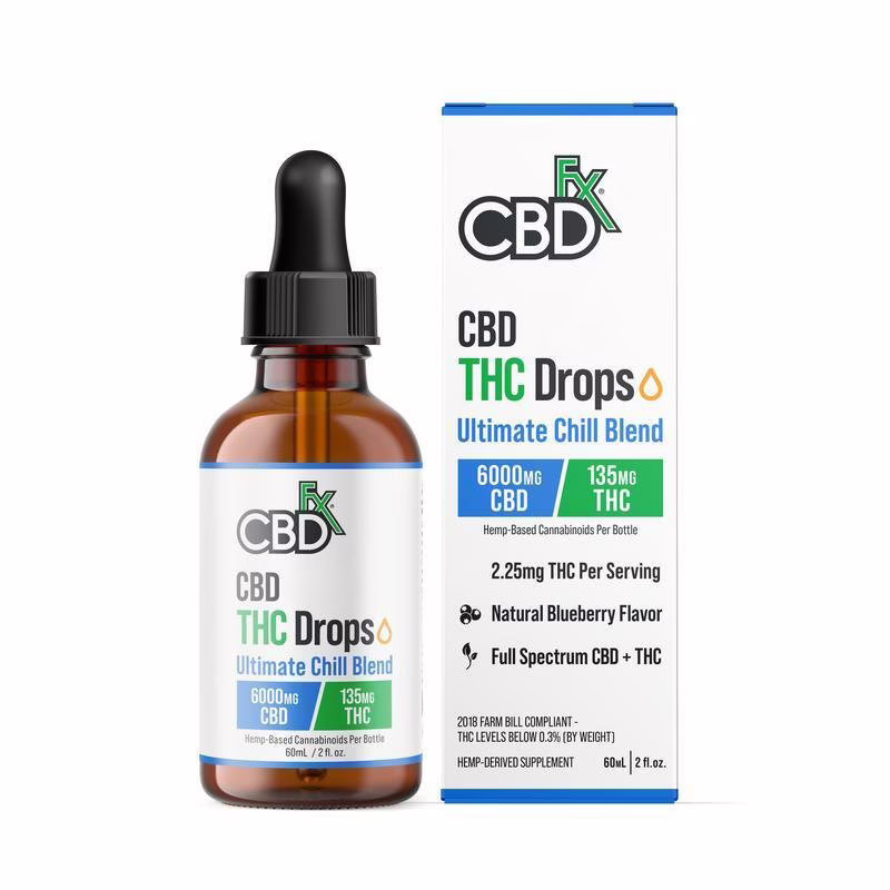 CBDfx-CBD-Delta-9-THC-Drops-Ultimate-Chill-Blend-Full-Spectrum-2oz-135mg-THC-6000mg-CBD-2 CBDfx, CBD + THC Drops: Ultimate Chill Blend, Full Spectrum, 2fl oz, 135mg THC + 6000mg CBD